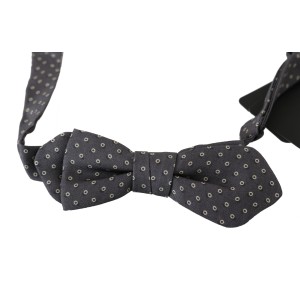 Dolce & Gabbana Elegante Seidenfliege mit grauem Kreis-Muster