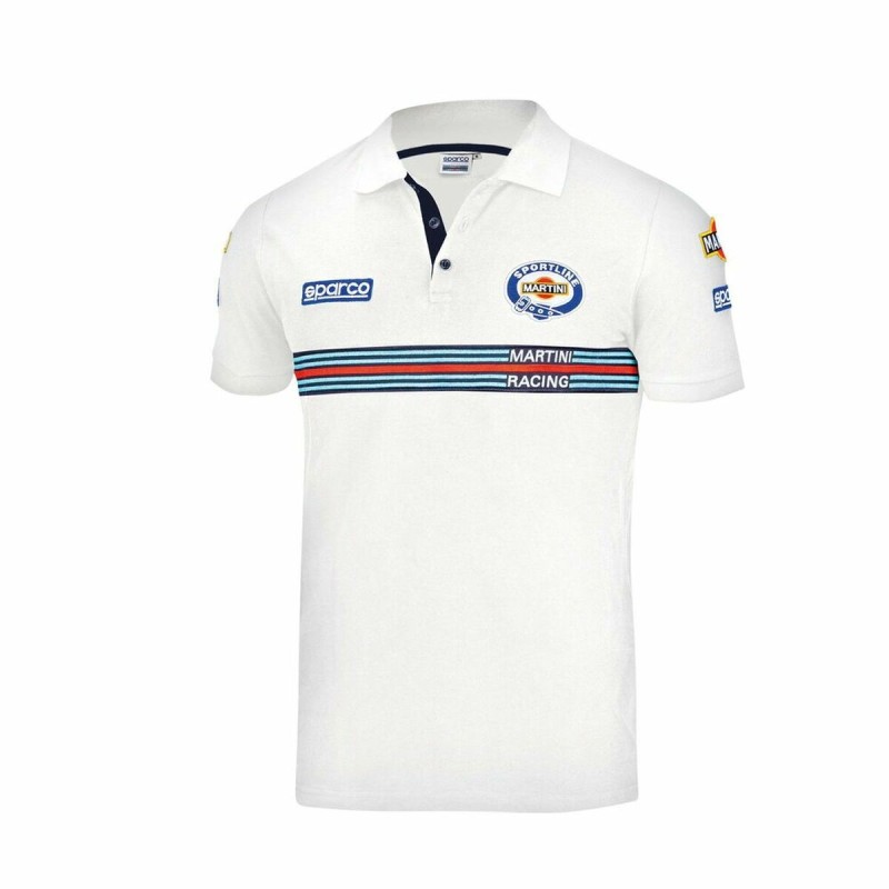 Short Sleeve Polo Shirt Sparco Martini Racing White