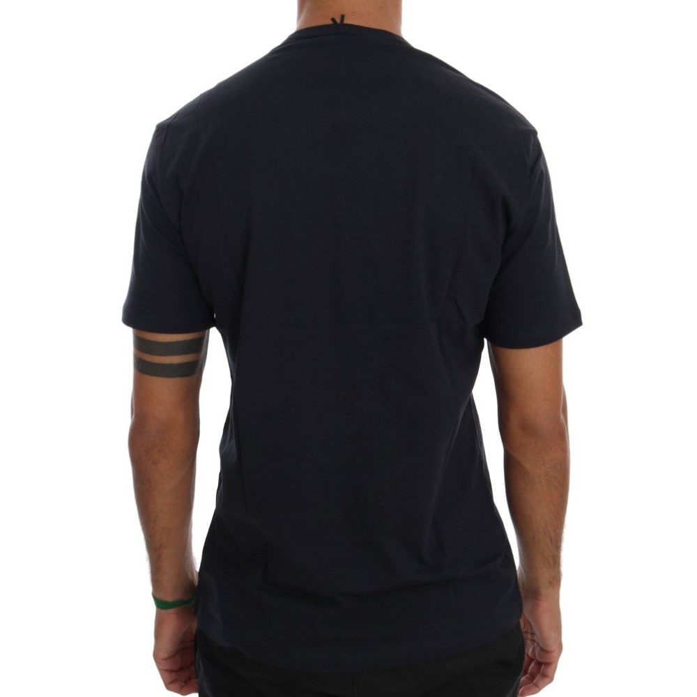 Daniele Alessandrini Schickes blaues Baumwoll-T-Shirt mit V-Ausschnitt