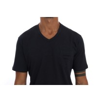Daniele Alessandrini Schickes blaues Baumwoll-T-Shirt mit V-Ausschnitt