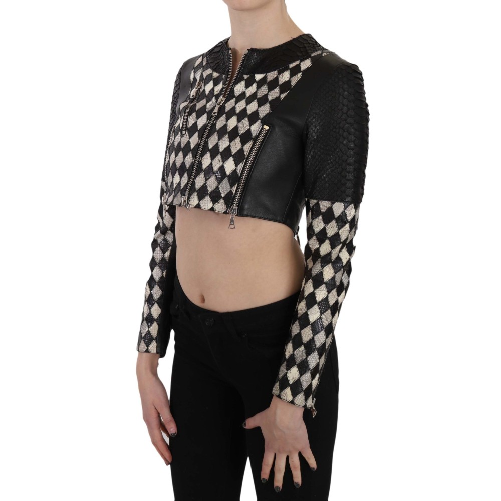 John Richmond Schicke, von Bikern inspirierte, verkürzte Lederjacke