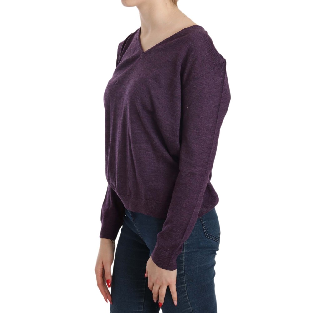 BYBLOS Elegante lila Wollbluse mit V-Ausschnitt