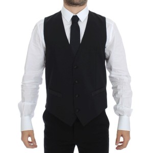 Dolce & Gabbana Elegantes schwarzes Kleid aus Seidenwolle Weste