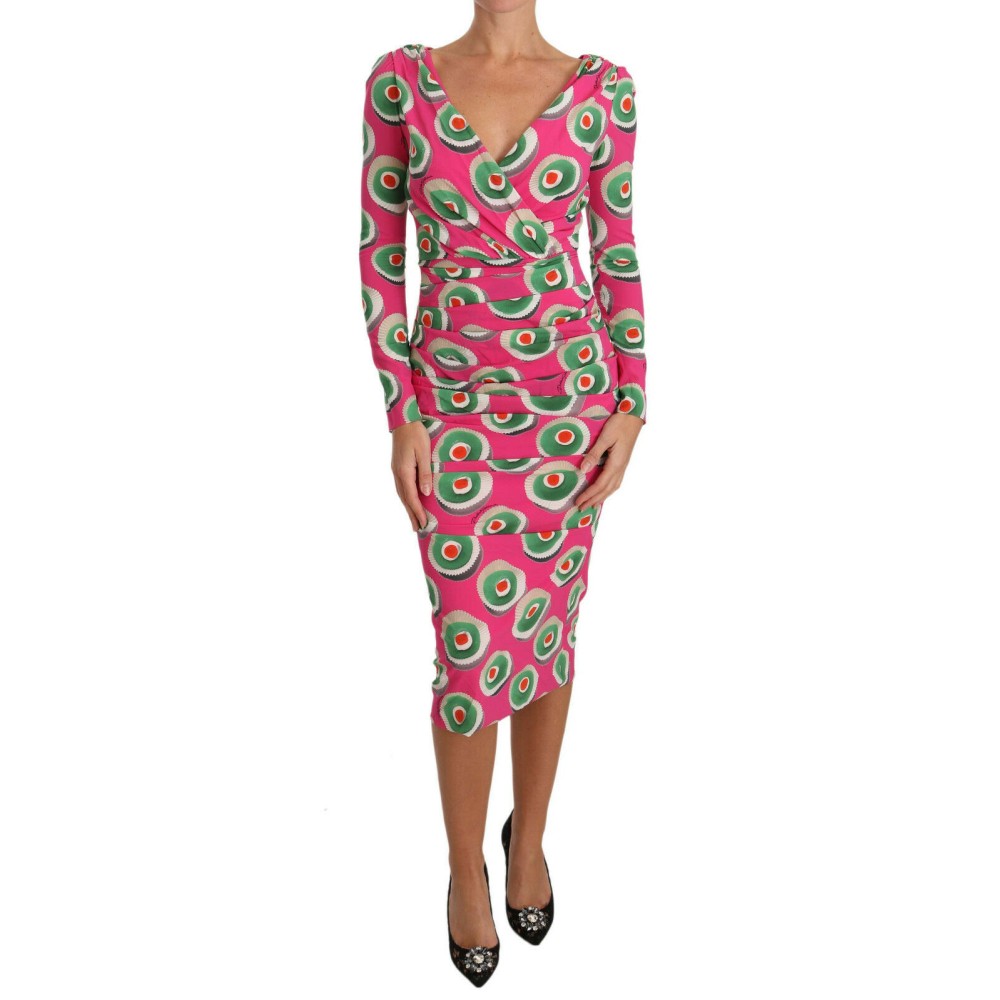 Dolce & Gabbana Elegantes rosa Seidenmantel-Bodycon-Kleid