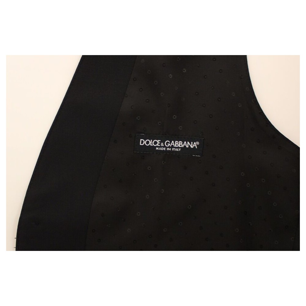 Dolce & Gabbana Elegantes schwarzes Kleid aus Seidenwolle Weste