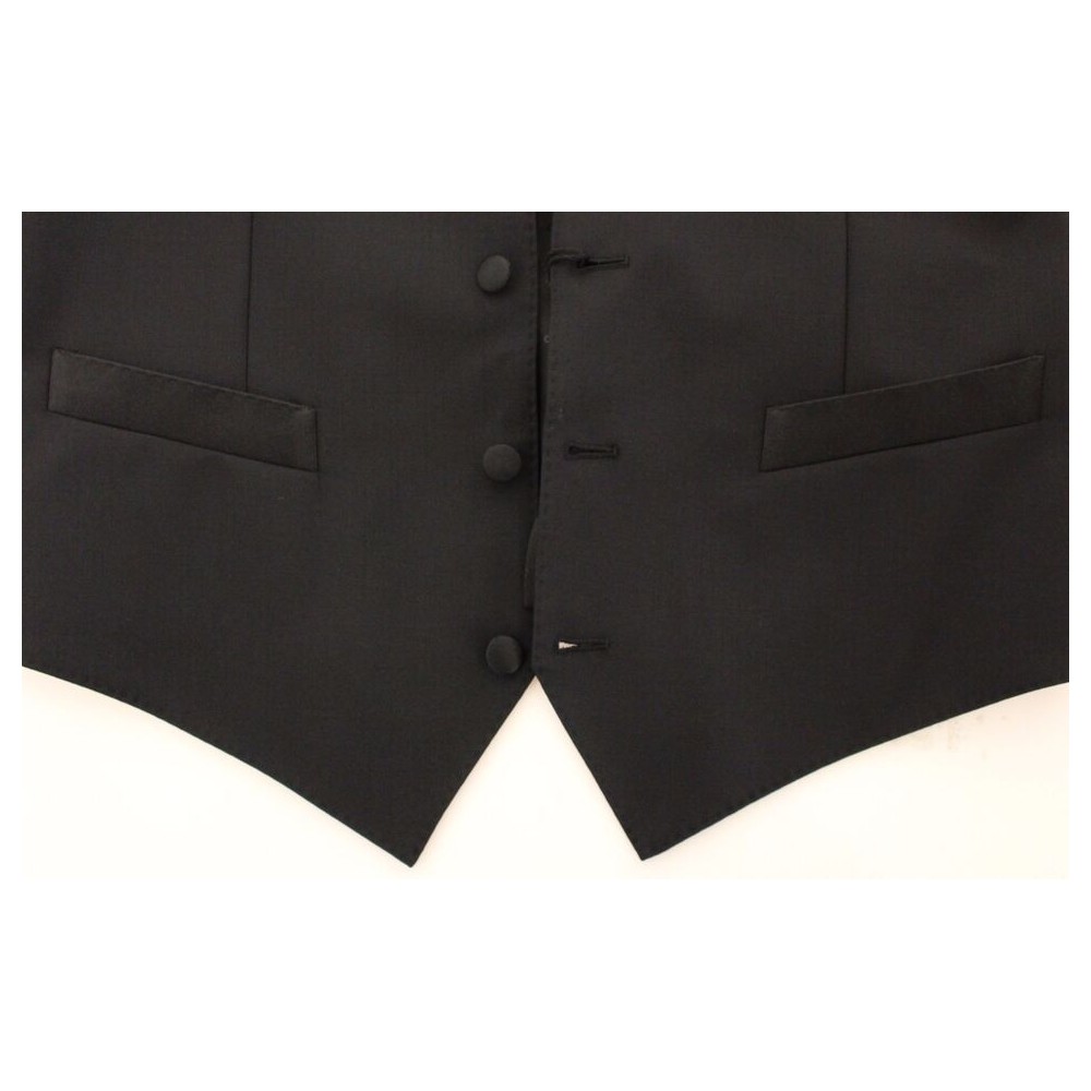 Dolce & Gabbana Elegantes schwarzes Kleid aus Seidenwolle Weste