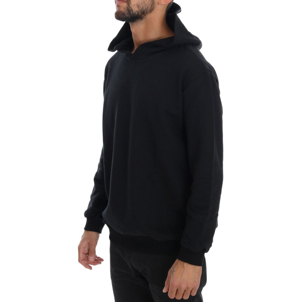 Daniele Alessandrini Eleganter schwarzer Kapuzenpullover aus Baumwolle