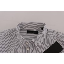 Frankie Morello Elegantes weiß-blau gestreiftes Freizeithemd