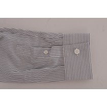 Frankie Morello Elegantes weiß-blau gestreiftes Freizeithemd