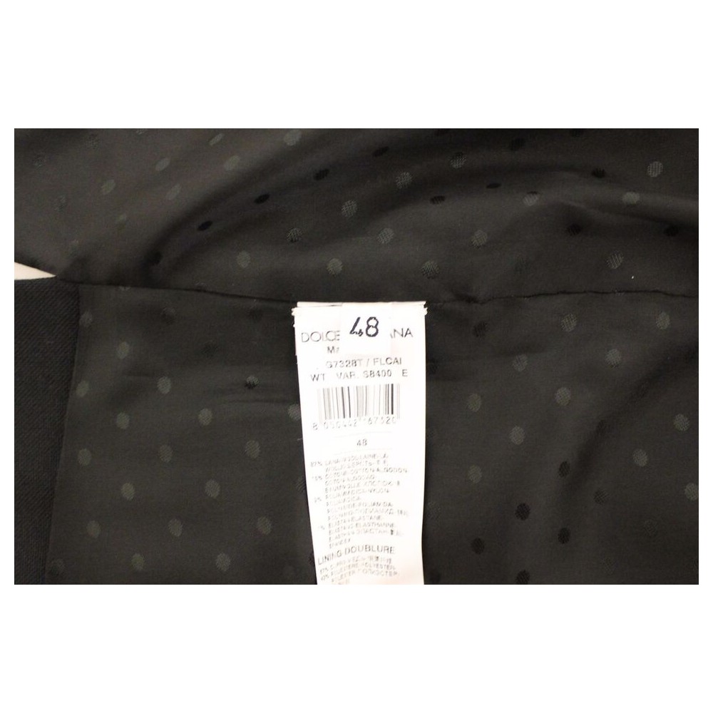 Dolce & Gabbana Elegantes Schwarzes Woll-Seiden-Kleid Weste