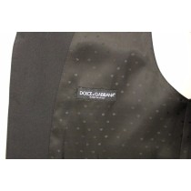 Dolce & Gabbana Elegantes Schwarzes Woll-Seiden-Kleid Weste