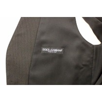 Dolce & Gabbana Elegantes Graues Woll-Stretch-Kleid Weste