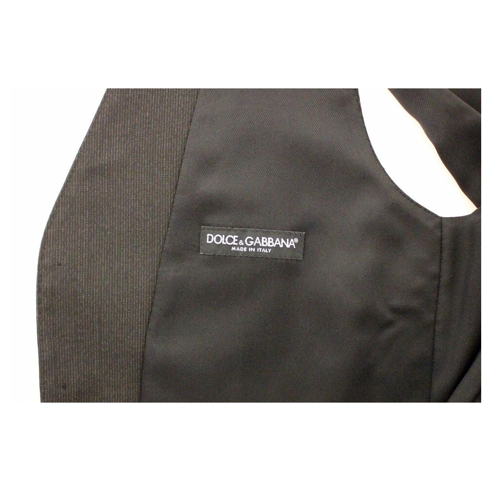 Dolce & Gabbana Elegantes Graues Woll-Stretch-Kleid Weste