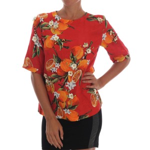 Dolce & Gabbana Verschönerte Bluse aus Crêpe mit Blütendruck