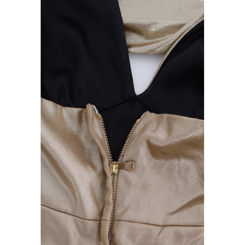 Dolce & Gabbana Gold-schwarzer Seidenstretch-Bodysuit-Strampler