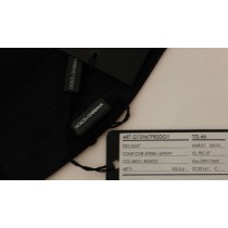 Dolce & Gabbana Schickes Schwarz gestreiftes Woll-Seiden-Kleid Weste