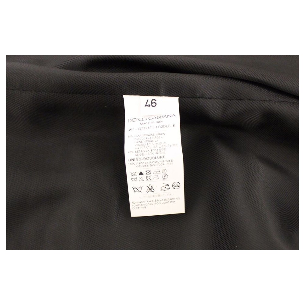 Dolce & Gabbana Schickes Schwarz gestreiftes Woll-Seiden-Kleid Weste