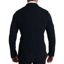 Dolce & Gabbana Eleganter dunkelblauer gepunkteter Blazer in schmaler Passform