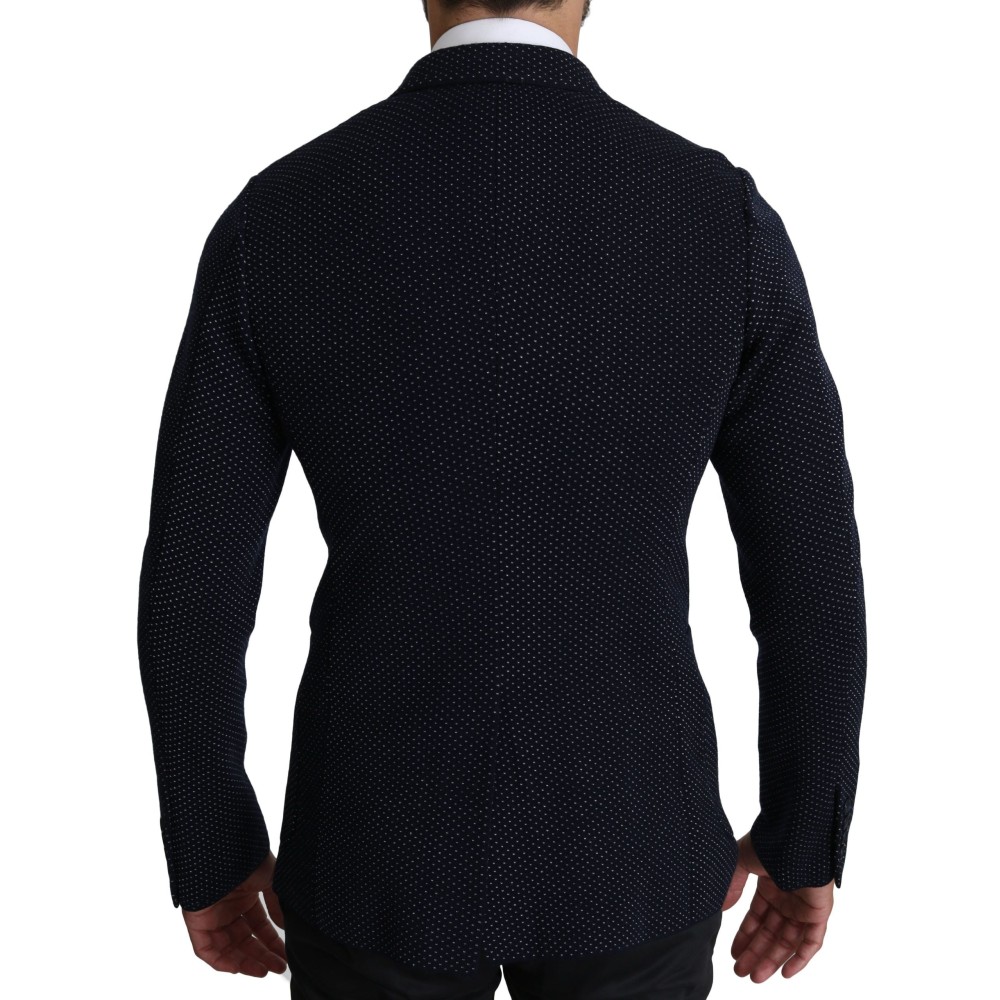 Dolce & Gabbana Eleganter dunkelblauer gepunkteter Blazer in schmaler Passform