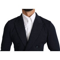 Dolce & Gabbana Eleganter dunkelblauer gepunkteter Blazer in schmaler Passform
