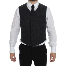 Dolce & Gabbana Elegantes Graues Wollmischung Kleid Weste