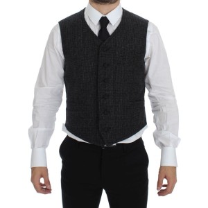 Dolce & Gabbana Elegantes Graues Wollmischung Kleid Weste