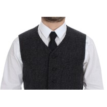 Dolce & Gabbana Elegantes Graues Wollmischung Kleid Weste