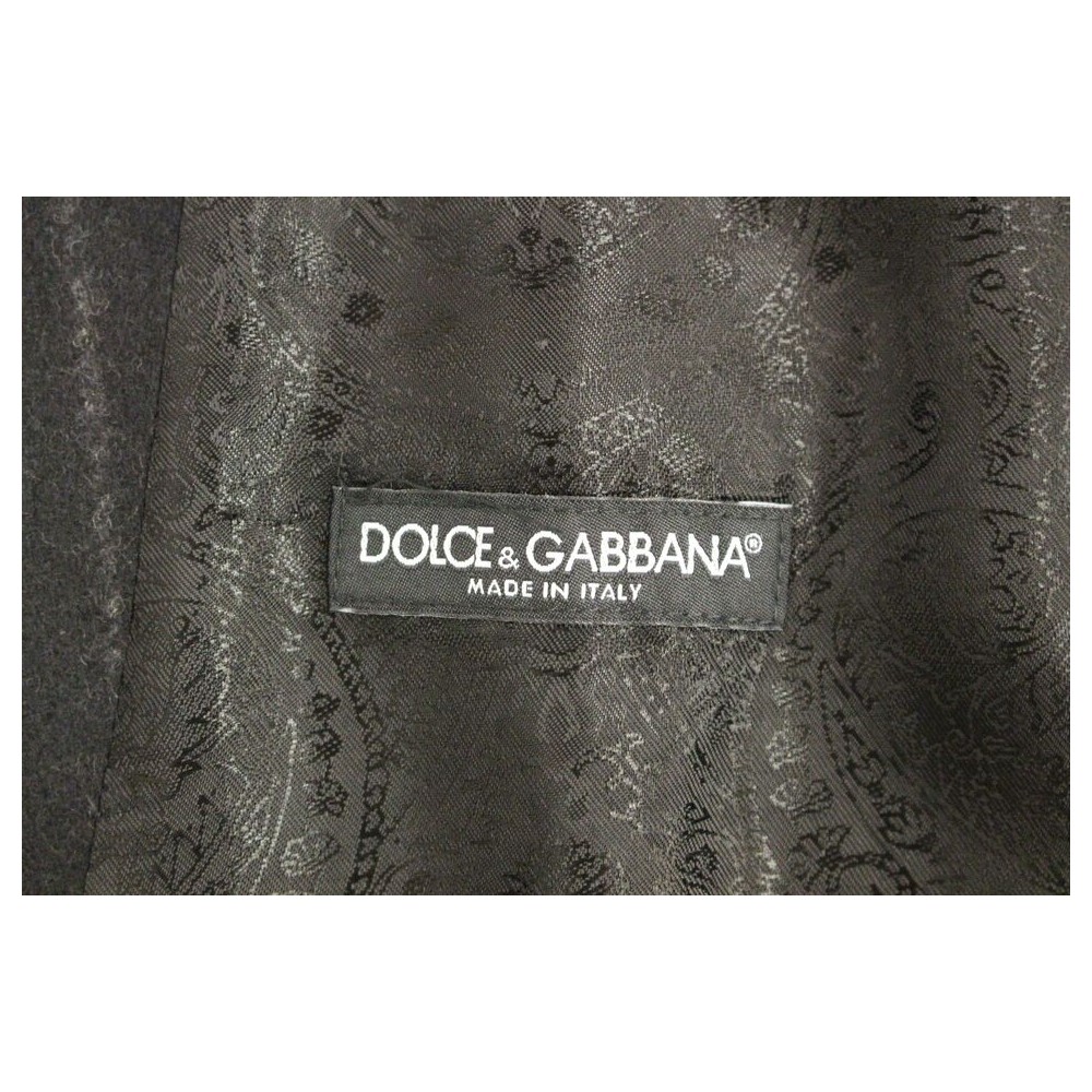 Dolce & Gabbana Elegantes Schwarzes Gestreiftes Einreihiges Kleid Weste