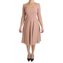 Dolce & Gabbana Elegantes Hellrosa A-Linie Knielanges Kleid