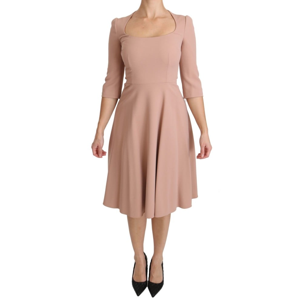 Dolce & Gabbana Elegantes Hellrosa A-Linie Knielanges Kleid
