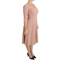 Dolce & Gabbana Elegantes Hellrosa A-Linie Knielanges Kleid
