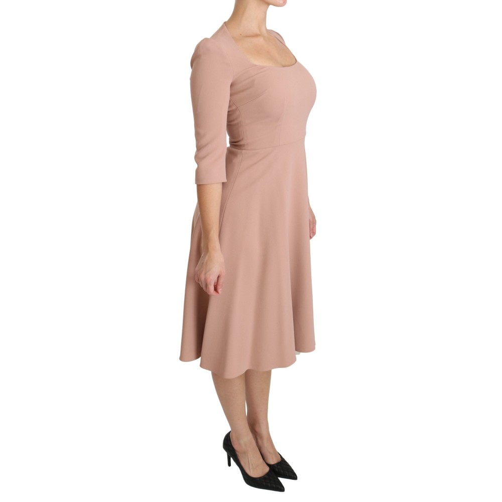 Dolce & Gabbana Elegantes Hellrosa A-Linie Knielanges Kleid