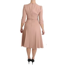 Dolce & Gabbana Elegantes Hellrosa A-Linie Knielanges Kleid