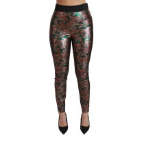 Dolce & Gabbana Elegante Bronzeblatt-Metallic-Hose