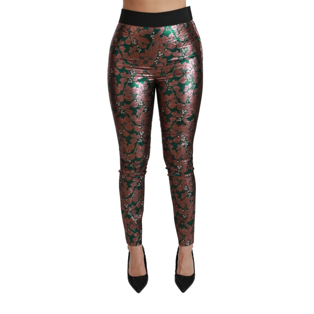Dolce & Gabbana Elegante Bronzeblatt-Metallic-Hose