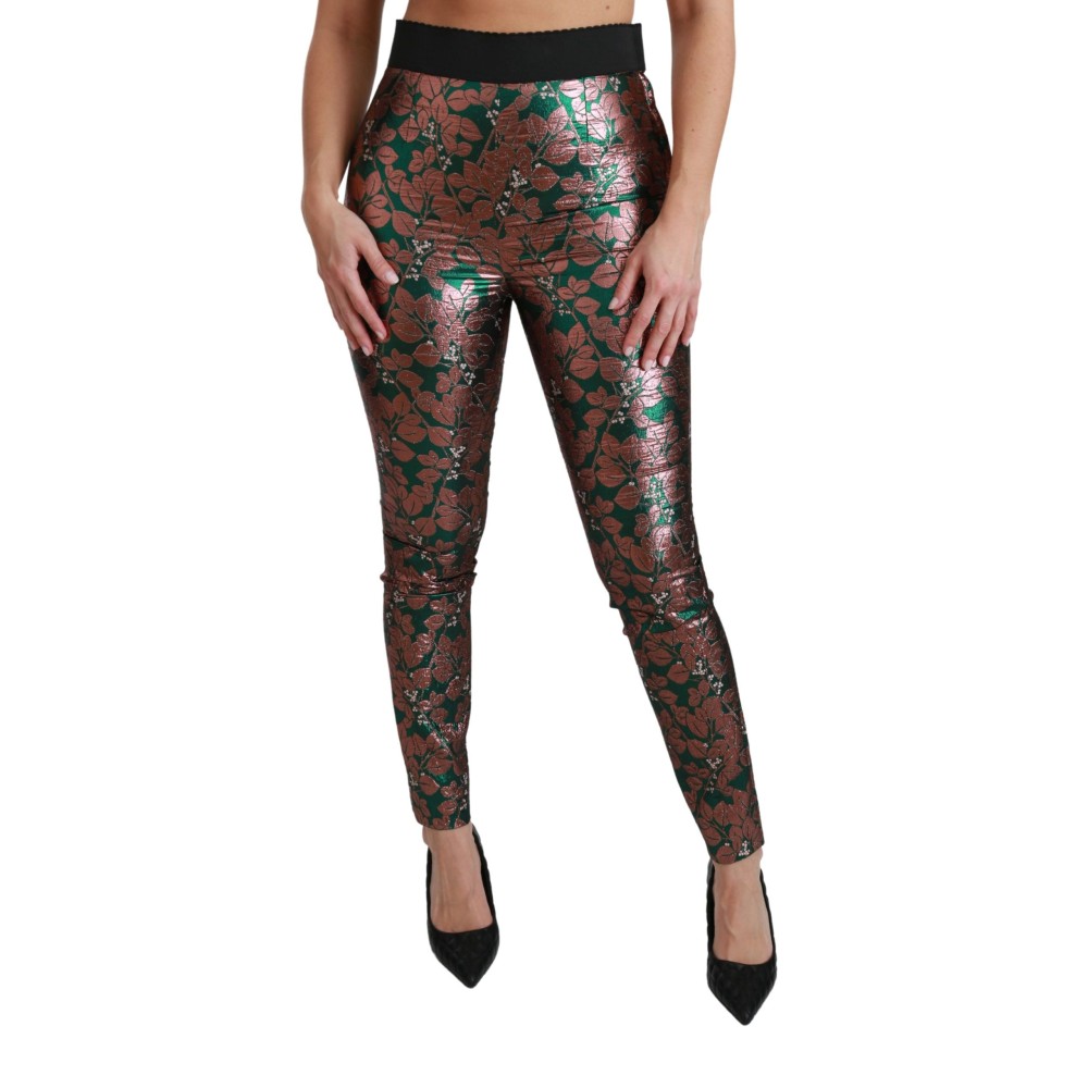 Dolce & Gabbana Elegante Bronzeblatt-Metallic-Hose