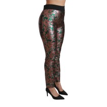 Dolce & Gabbana Elegante Bronzeblatt-Metallic-Hose