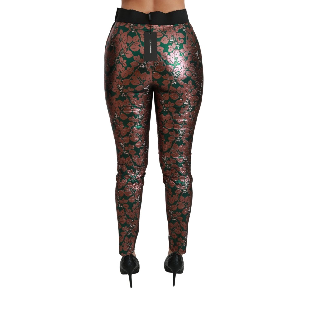 Dolce & Gabbana Elegante Bronzeblatt-Metallic-Hose