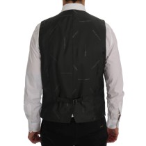 Dolce & Gabbana Elegante Graue Gestreifte Einreihige Weste