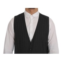 Dolce & Gabbana Elegante Graue Gestreifte Einreihige Weste