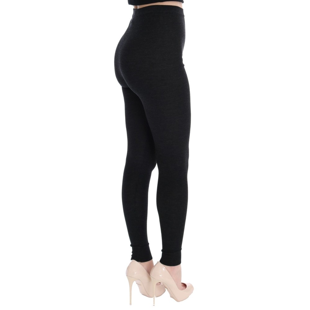 Dolce & Gabbana Elegante hochtaillierte Wollstrumpfhose in Dunkelgrau