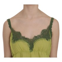 PINK MEMORIES Elegantes grünes Leinen-Tank-Top mit Spitze