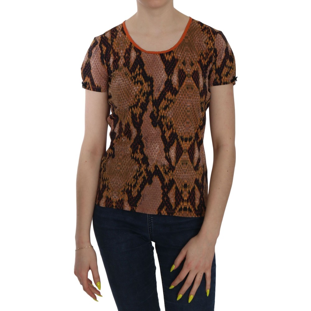 Just Cavalli Verführerische braune Bluse mit Schlangenhautmuster