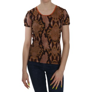 Just Cavalli Verführerische braune Bluse mit Schlangenhautmuster