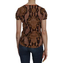 Just Cavalli Verführerische braune Bluse mit Schlangenhautmuster