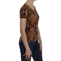 Just Cavalli Verführerische braune Bluse mit Schlangenhautmuster