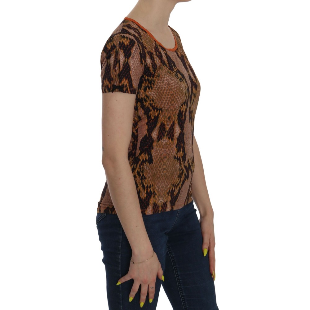 Just Cavalli Verführerische braune Bluse mit Schlangenhautmuster