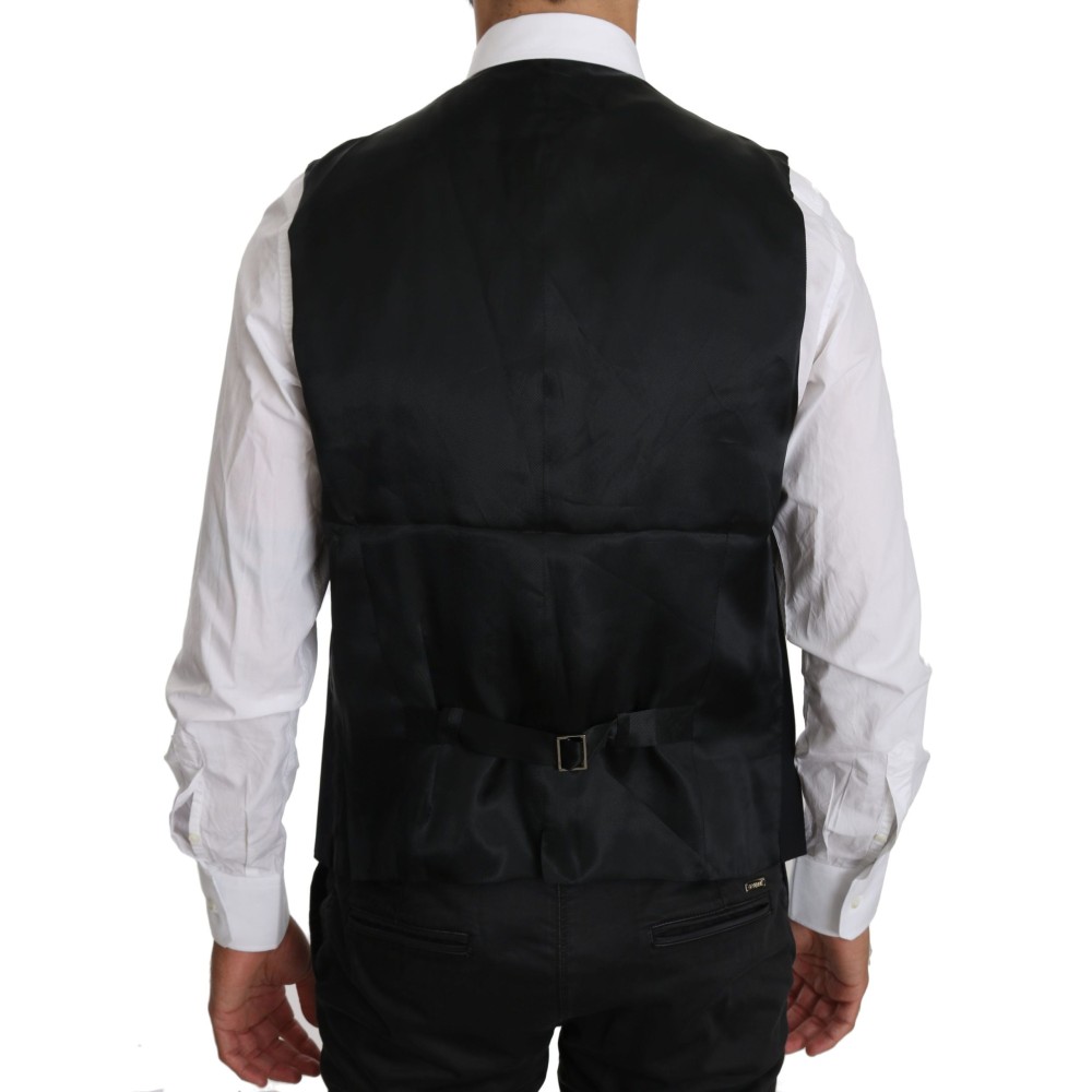 Dolce & Gabbana Glatte schwarze Weste aus Baumwollmischung