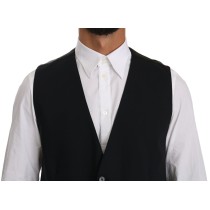 Dolce & Gabbana Glatte schwarze Weste aus Baumwollmischung