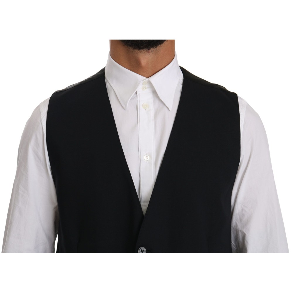 Dolce & Gabbana Glatte schwarze Weste aus Baumwollmischung